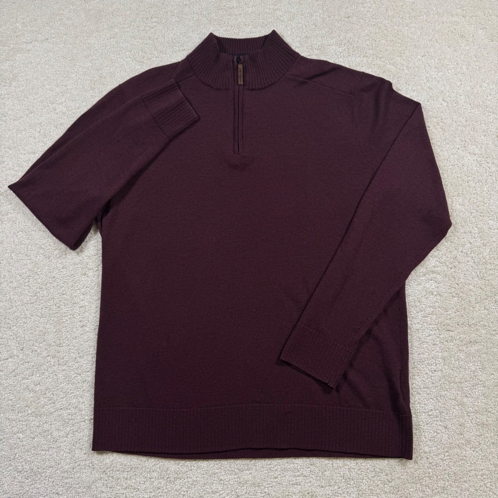 Smartwool Quarter Zip Merino Wool Blend Sweater Large Mens Burgundy - Picture 2 of 8